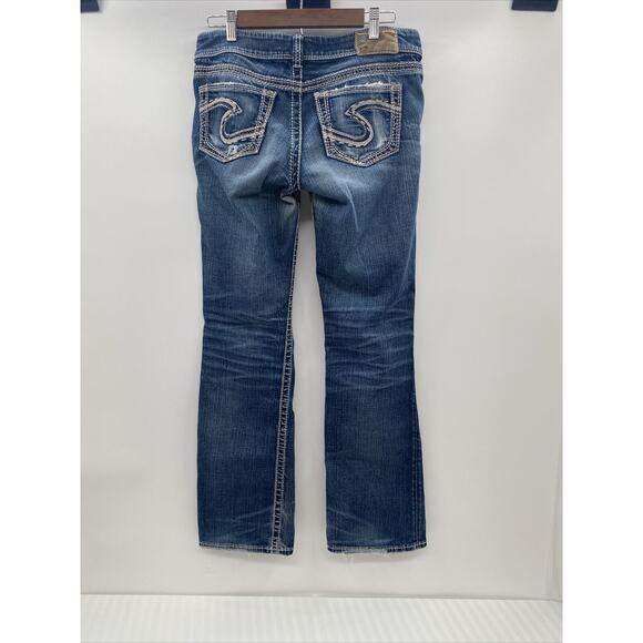Silver Jeans Pants Womens 29 X33 Blue Denim Suki Bootcut Embellished Distressed - Picture 8 of 16